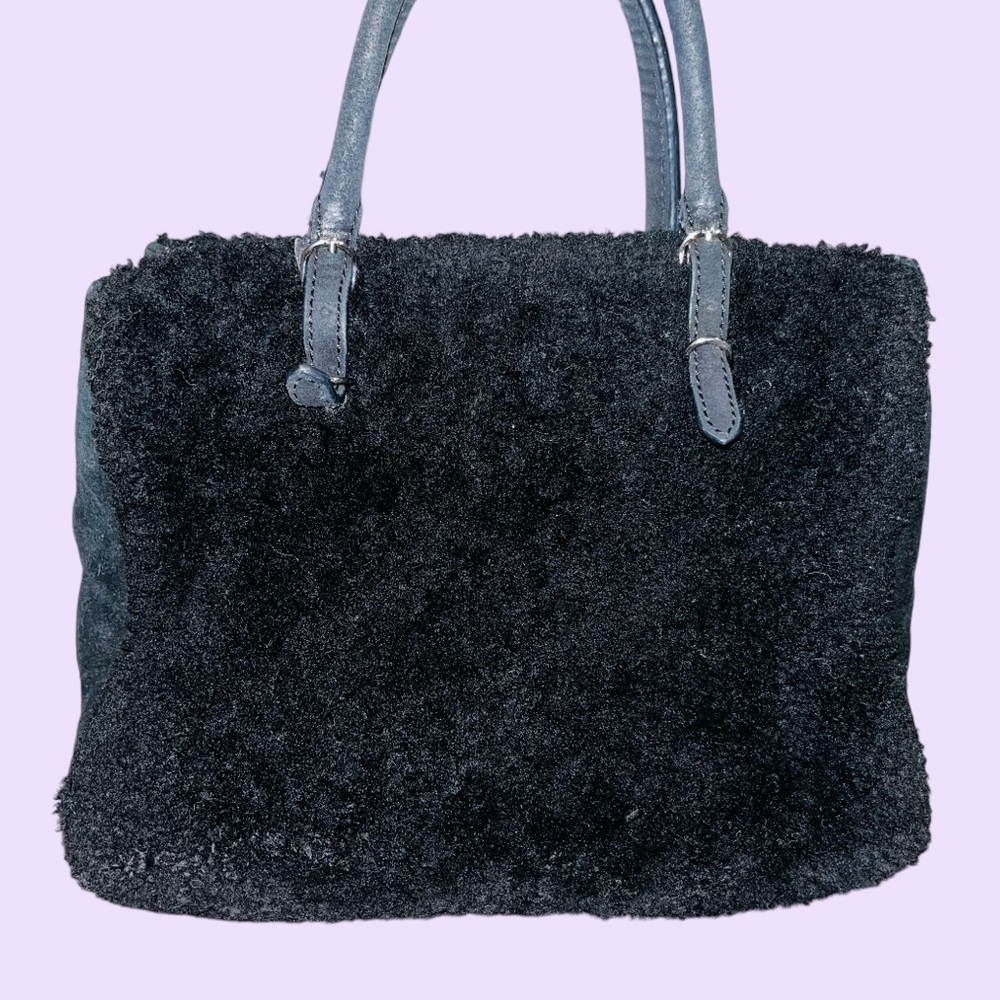 Balenciaga: Sherpa Suede Wool Shearling Mini Tote Bag (Black) - Picture 10 of 16